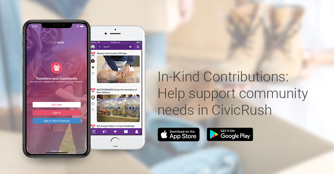 In-Kind Contributions are a great way to help community needs in CivicRush